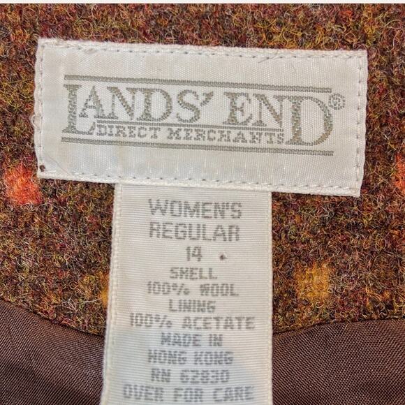 Lands’ End Vest Waistcoat 100% Wool Brown Orange Yellow Button Front Vintage - Picture 6 of 12